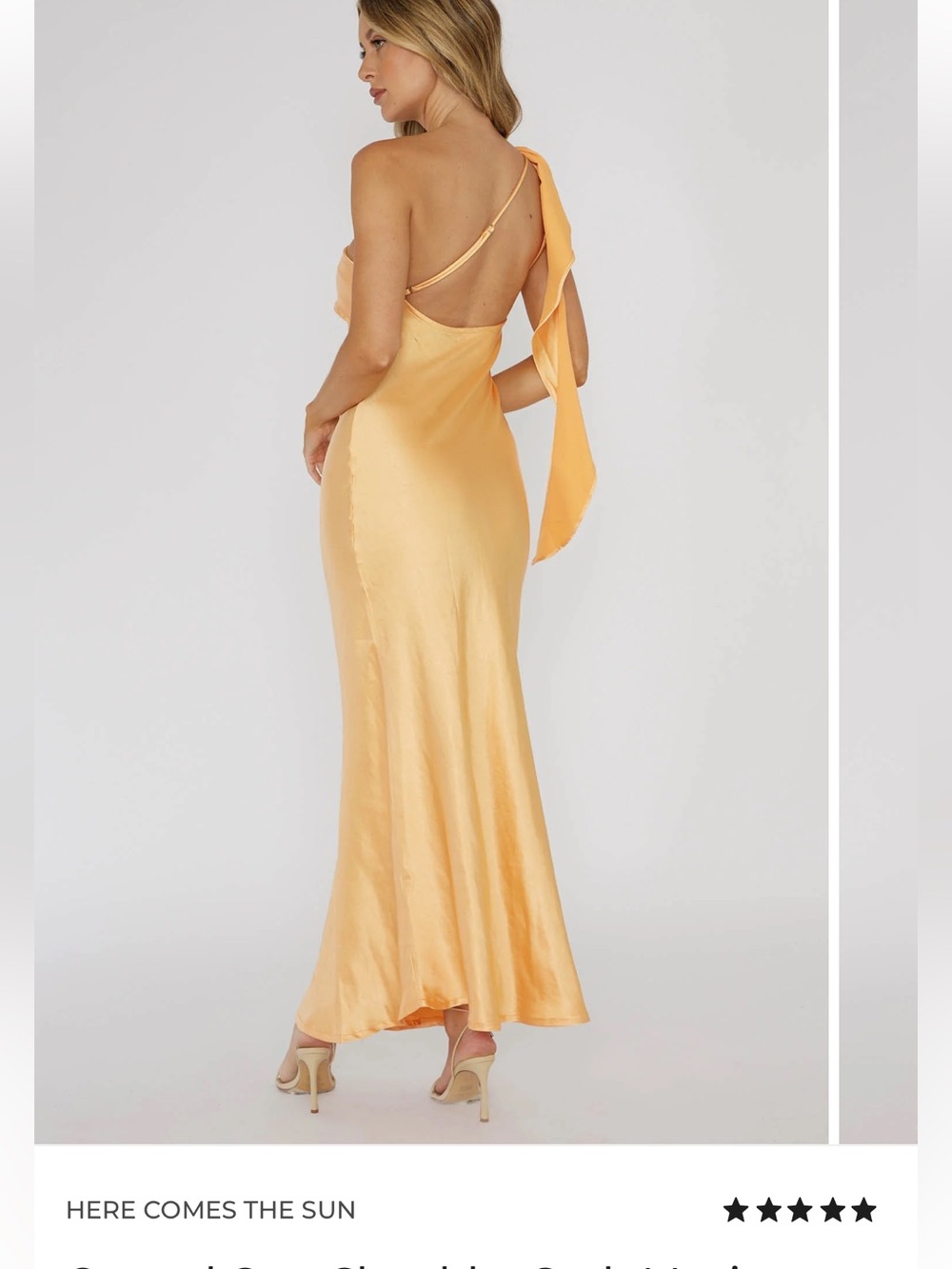 Selfie Leslie Golden One-Shoulder Sash Maxi Dress